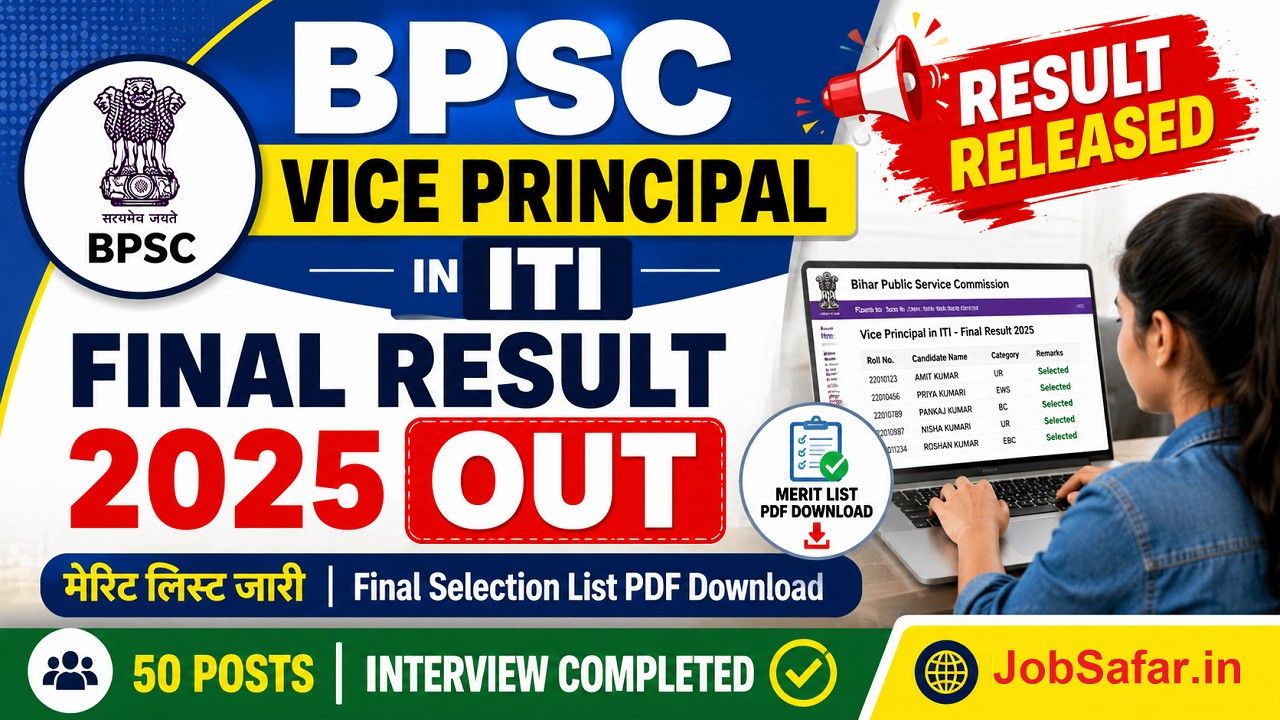 BPSC Vice Principal in ITI Final Result 2025