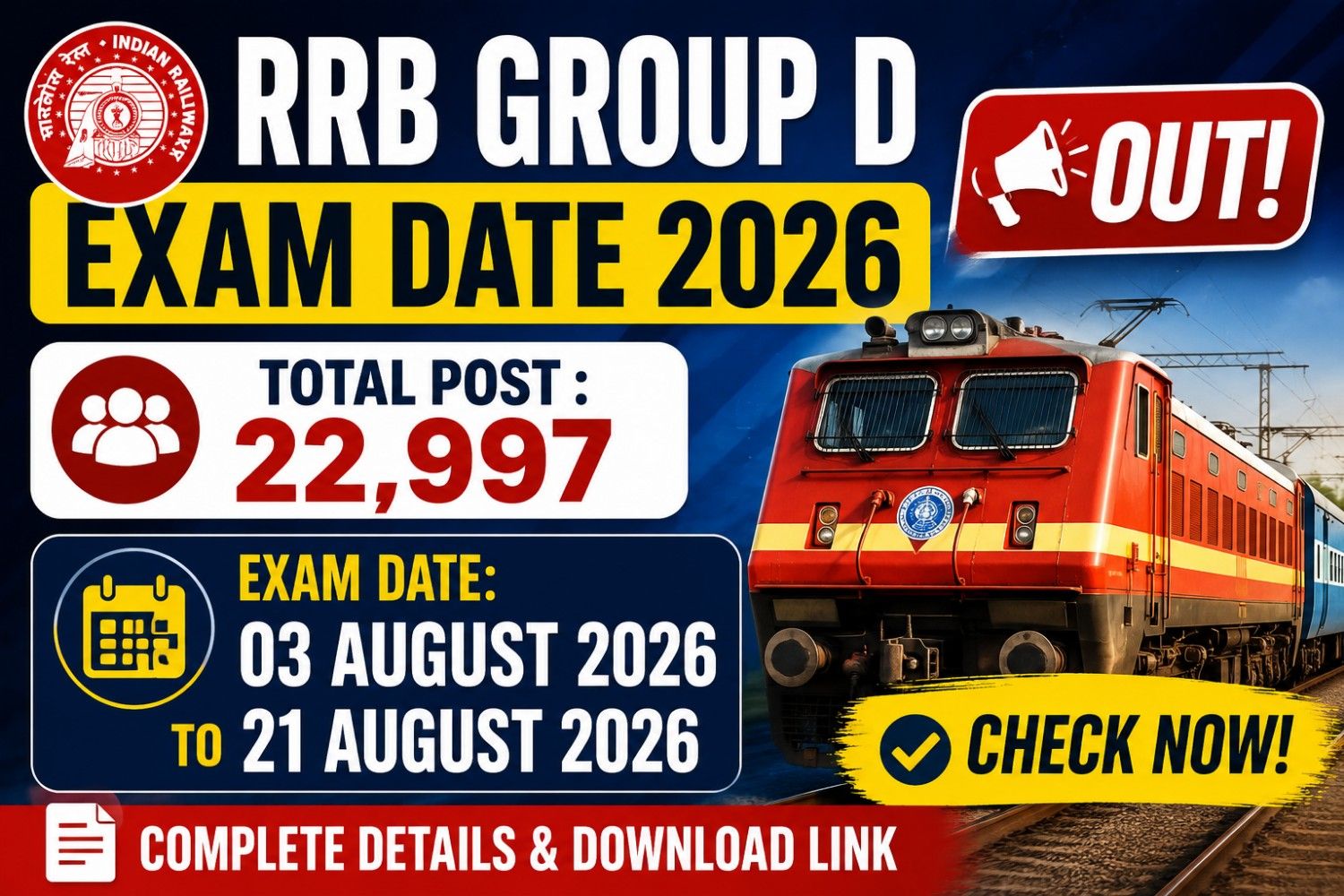 RRB Group D Exam Date 2026