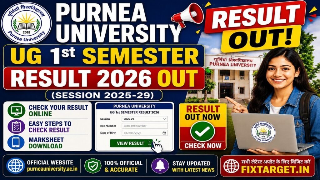 Purnea University UG 1st Semester Result 2026