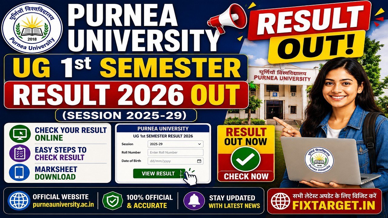 Purnea University UG 1st Semester Result 2026